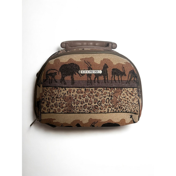 Bon Voyage Paris Handbags - Bon Voyage Paris Safari Print Travel Vanity Case Bag Carry-On Organizer